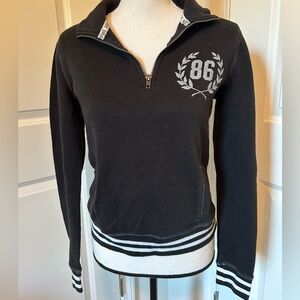 Y2K Pink Victoria’s Secret, black have zip, white striped sporty sweatshirt